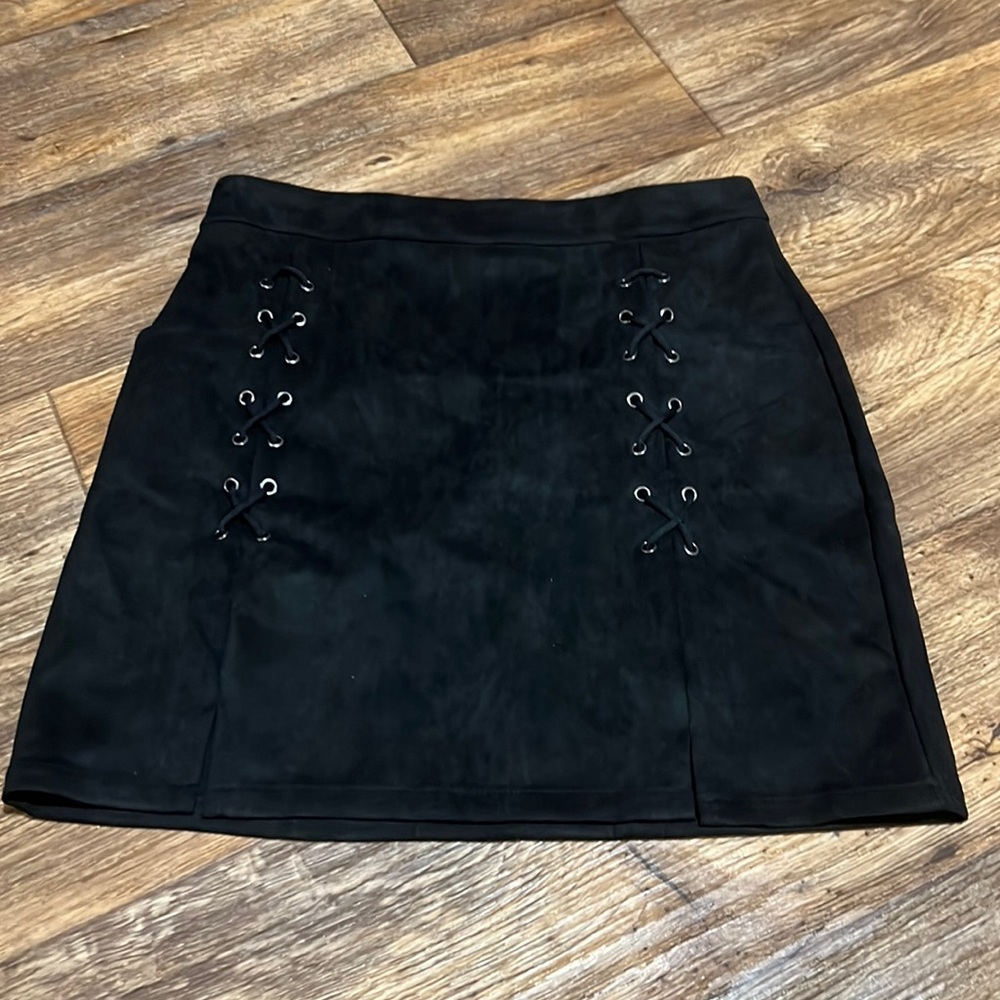 Suede Lace up Skirt
